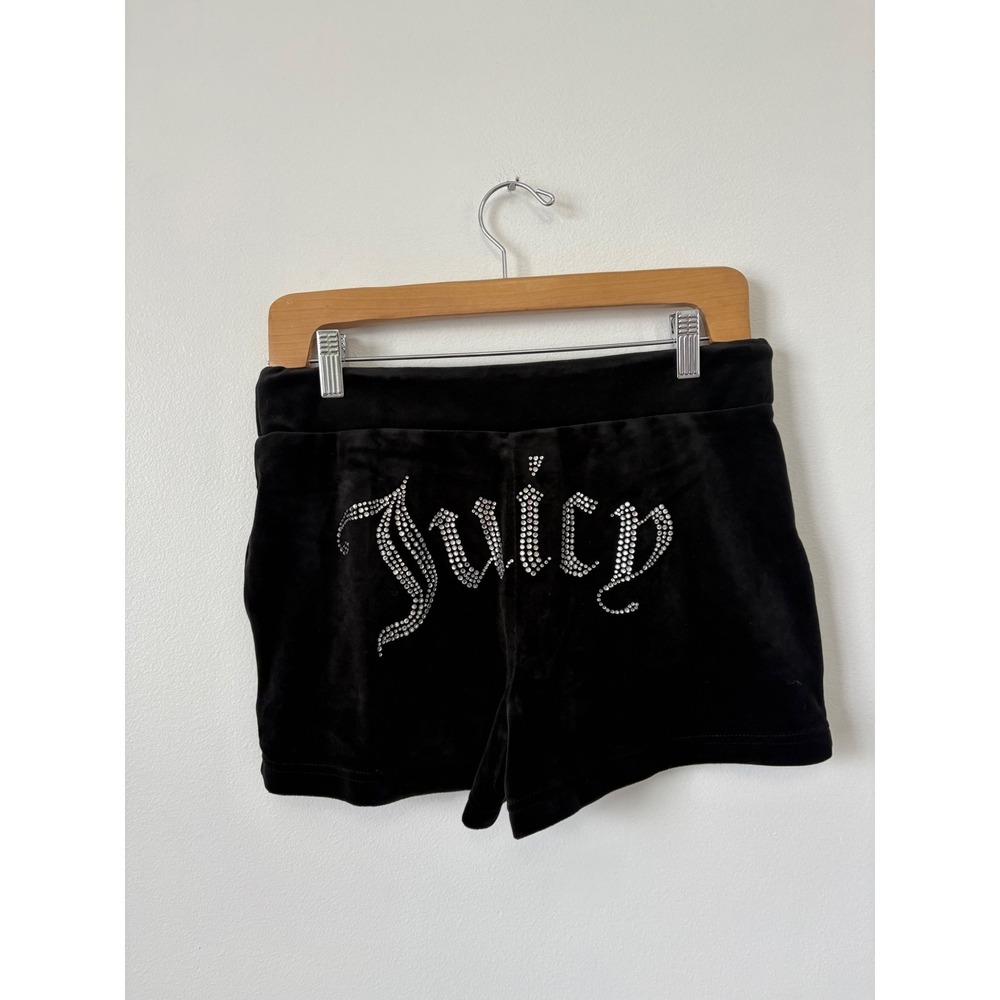 Juicy Couture OG Bling Velour Lifestyle Shorts – Black Licorice – Small - Picture 4 of 6